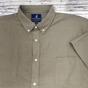 Wool & Prince Shirt Mens 2XL Regular Fit Short Sleeve Wool/Linen Mocha Brown